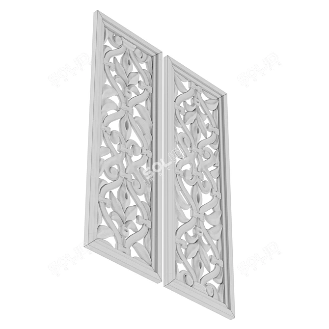 Wooden Flower Wall Panels 3D Model 3D model image 6