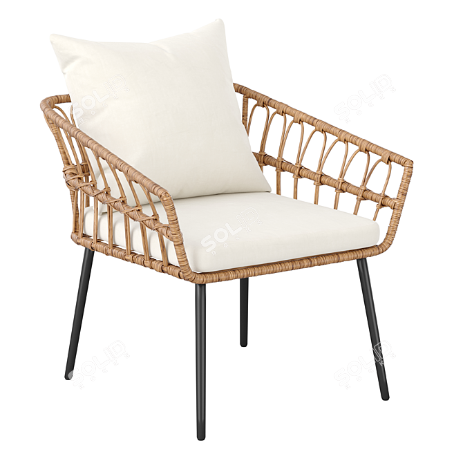 Rattan Patio Set: Sofa & Chair 3D model image 3