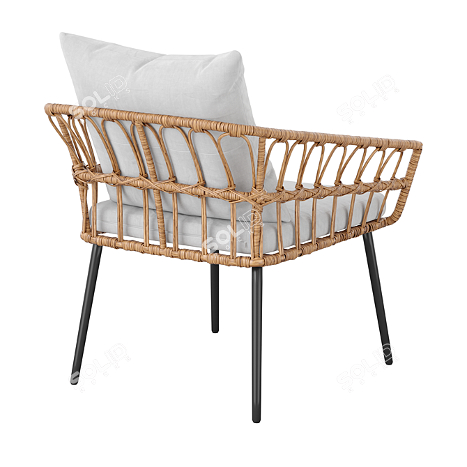 Rattan Patio Set: Sofa & Chair 3D model image 4