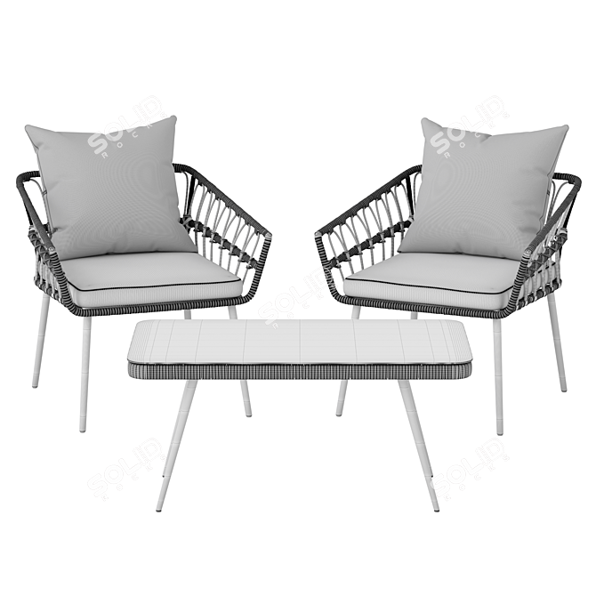 Rattan Patio Set: Sofa & Chair 3D model image 7