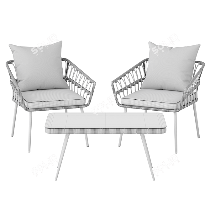 Rattan Patio Set: Sofa & Chair 3D model image 8