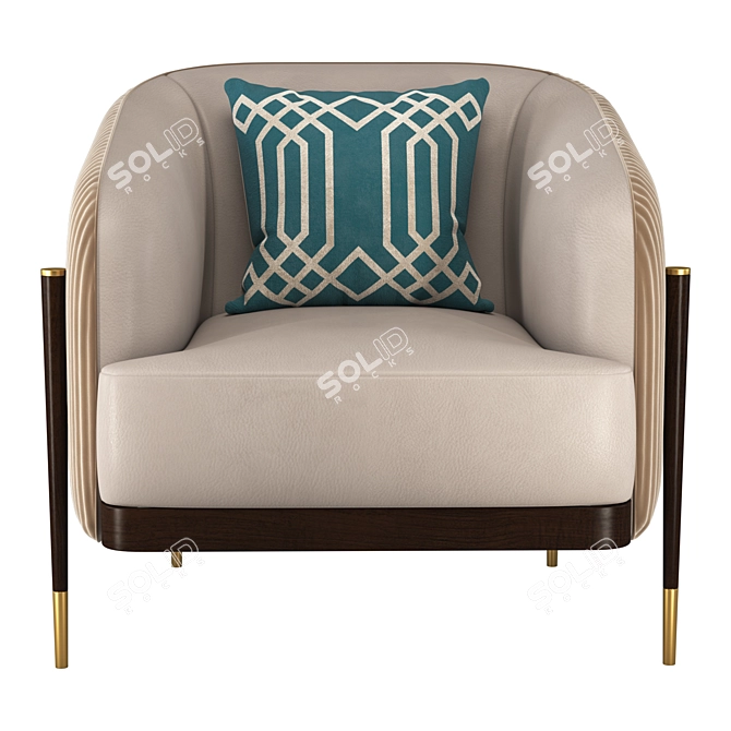 Oxford Armchair Fabric Leather Accent 3D model image 2