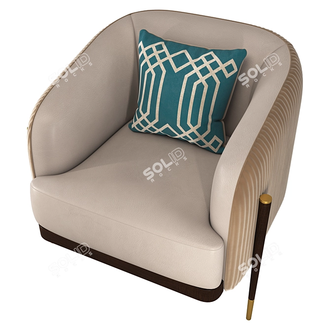 Oxford Armchair Fabric Leather Accent 3D model image 3