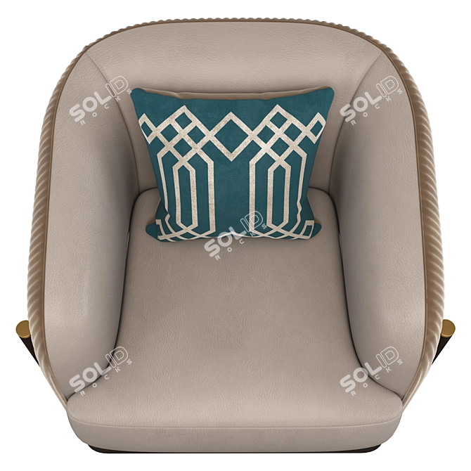 Oxford Armchair Fabric Leather Accent 3D model image 4