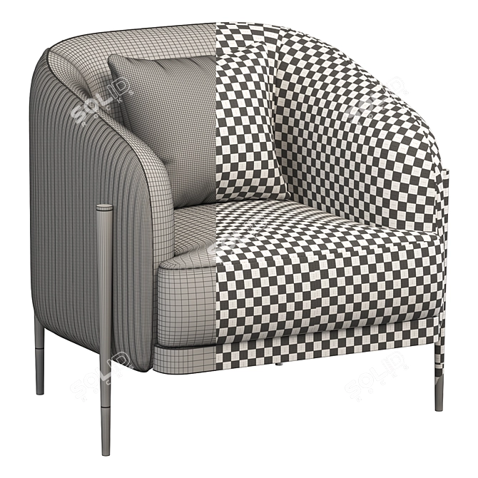 Oxford Armchair Fabric Leather Accent 3D model image 5