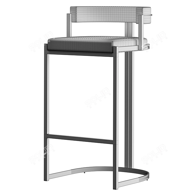 Contemporary Velvet Bar Stool Stainless Steel 3D model image 2