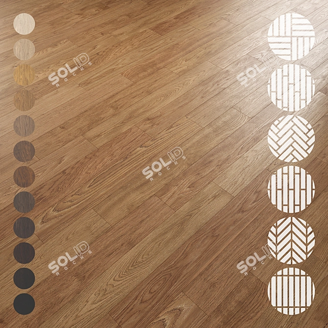 Oak Parquet Flooring Collection 3D model image 1