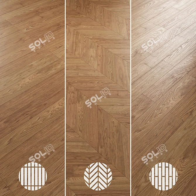 Oak Parquet Flooring Collection 3D model image 5