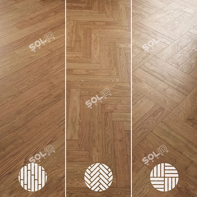 Oak Parquet Flooring Collection 3D model image 6