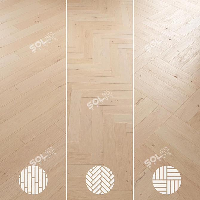 Oak Parquet Flooring Collection 3D model image 5