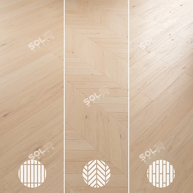 Oak Parquet Flooring Collection 3D model image 6