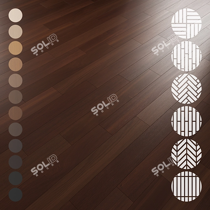 Oak Parquet Flooring Collection 3D model image 7