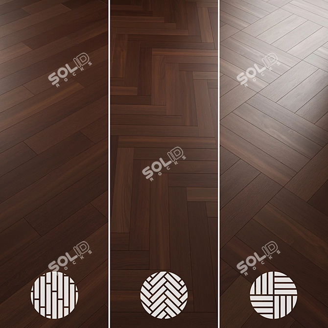 Oak Parquet Flooring Collection 3D model image 5