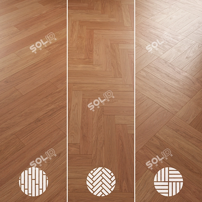 Oak Parquet Flooring Collection 3D model image 5