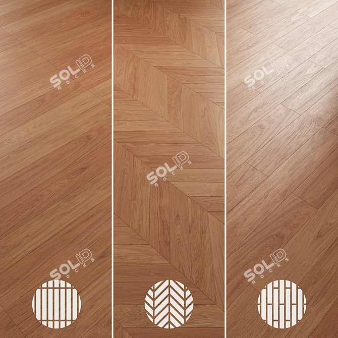 Oak Parquet Flooring Collection 3D model image 6