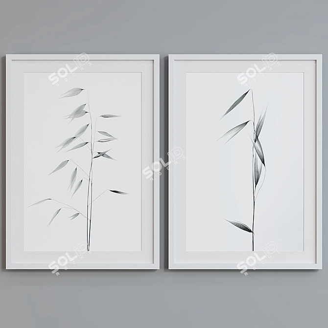 Modern Plant Picture Frame Set 3D model image 2