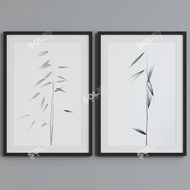 Modern Plant Picture Frame Set 3D model image 3