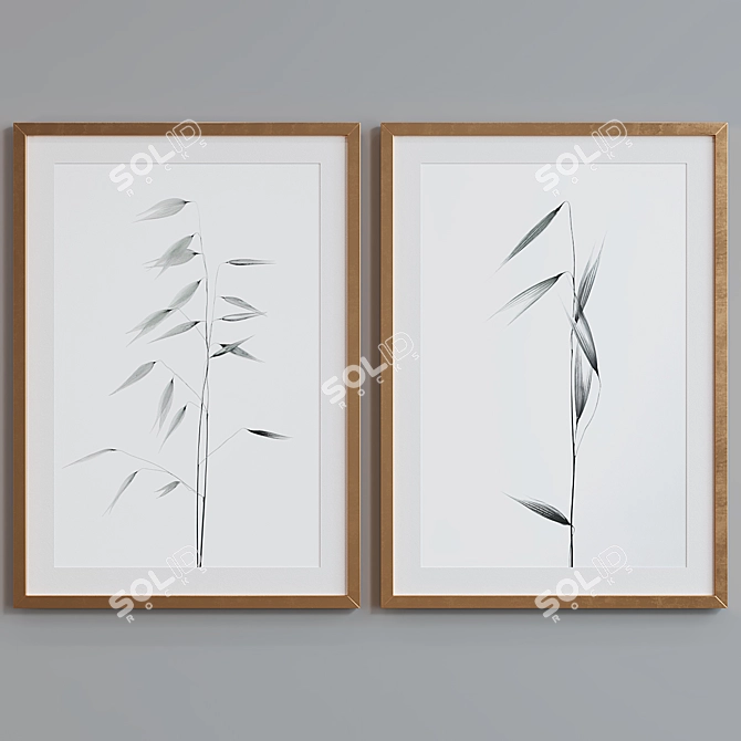 Modern Plant Picture Frame Set 3D model image 4