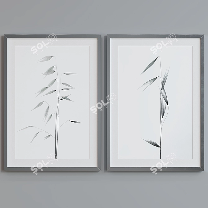 Modern Plant Picture Frame Set 3D model image 5