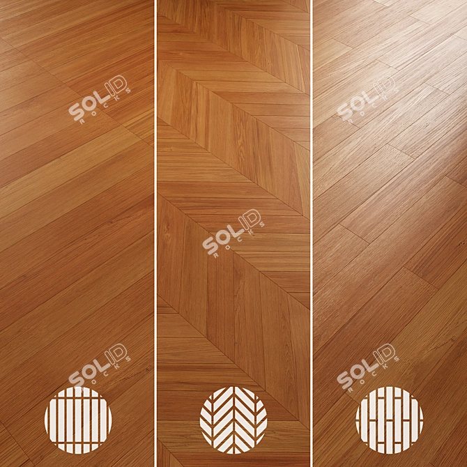 Oak Parquet Flooring Collection 3D model image 5