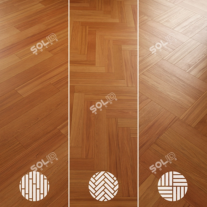 Oak Parquet Flooring Collection 3D model image 6