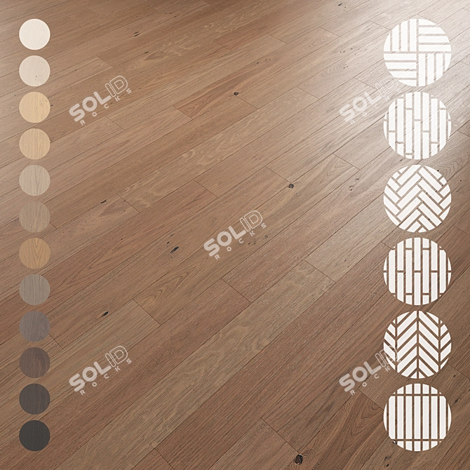 Oak Parquet Flooring Collection 3D model image 1