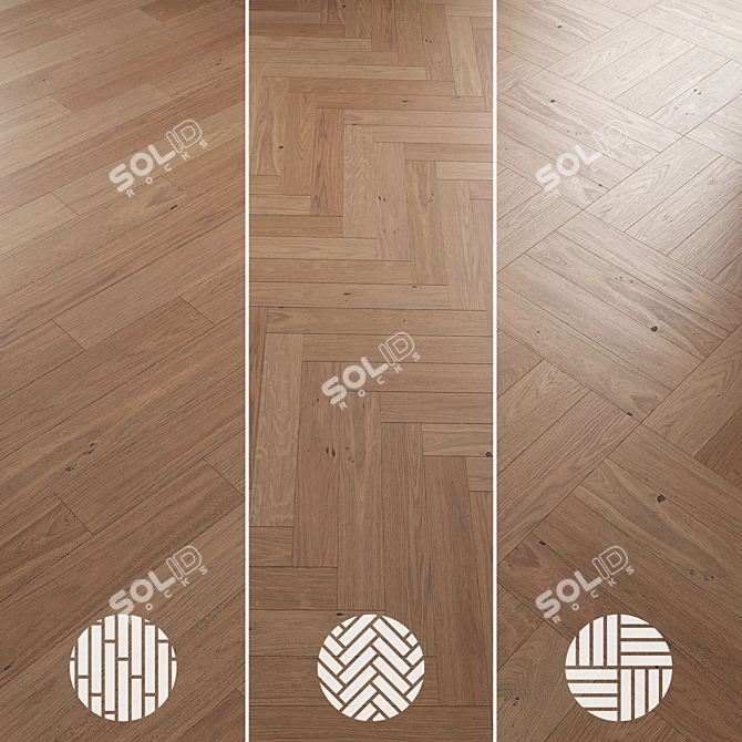 Oak Parquet Flooring Collection 3D model image 5