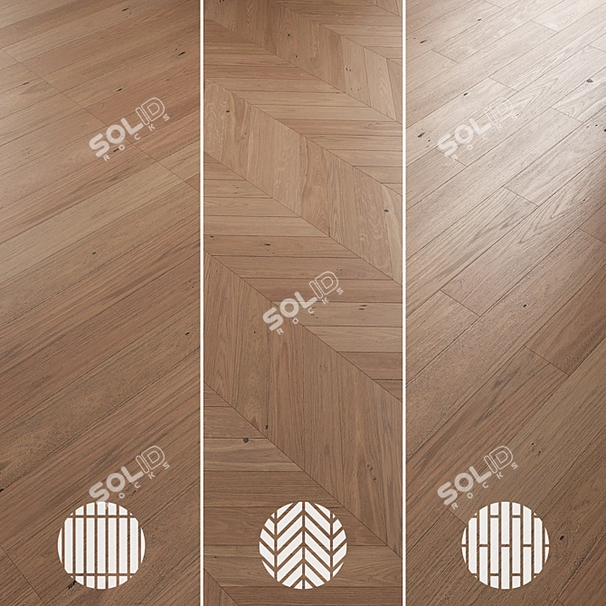 Oak Parquet Flooring Collection 3D model image 6