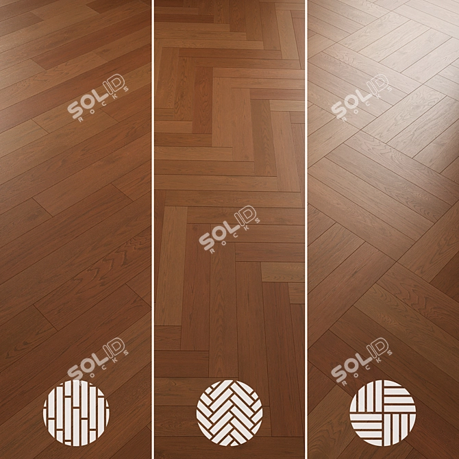 Oak Parquet Flooring Collection 3D model image 5