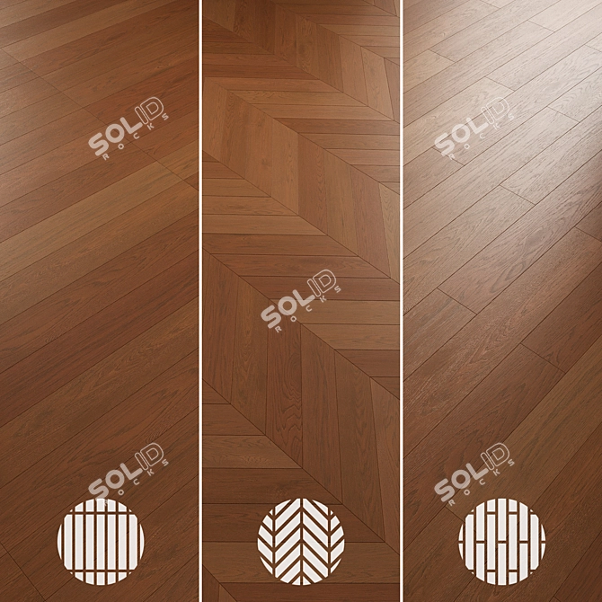 Oak Parquet Flooring Collection 3D model image 6