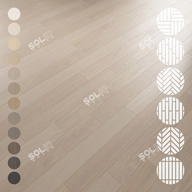 Oak Parquet 074 Texture Set 3D model image 1