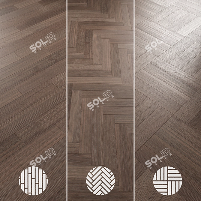 Oak Parquet Flooring Collection 3D model image 6