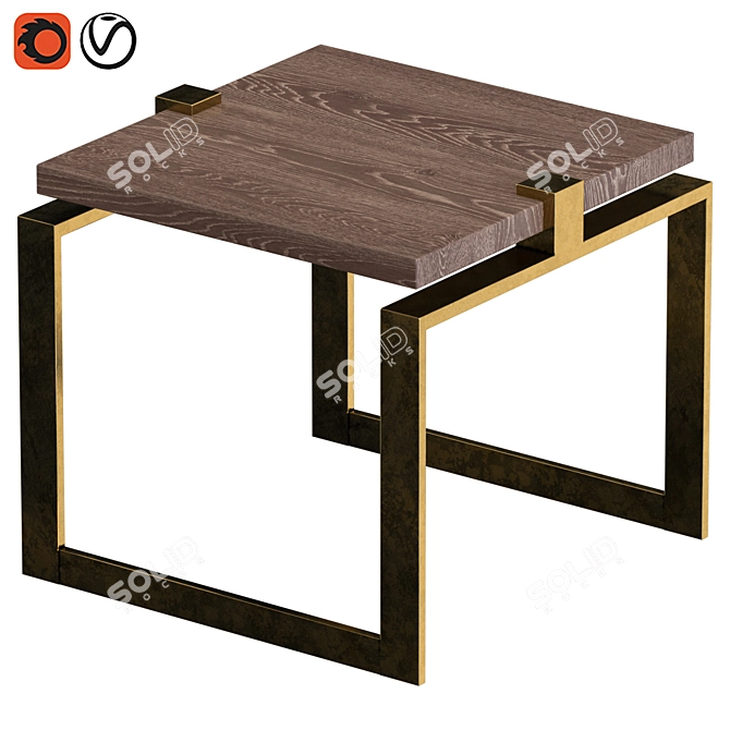  Sleek Macassar & Brass End Tables 3D model image 2