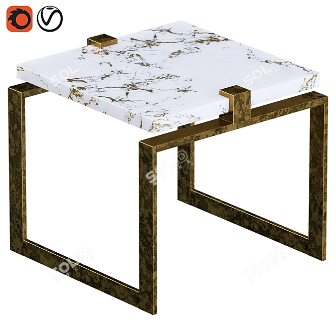  Sleek Macassar & Brass End Tables 3D model image 3