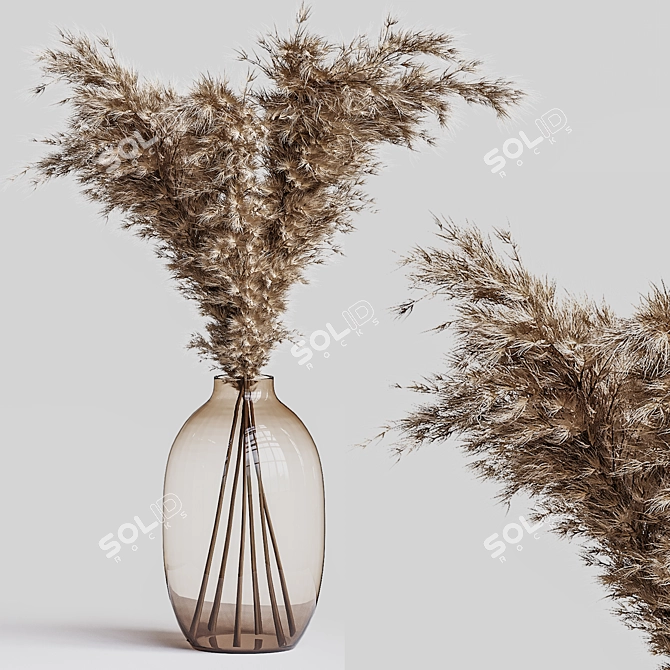 Elegant PomPom Floral Arrangement 3D model image 1