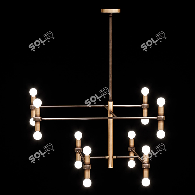 English Bronze Plano Chandelier 3D model image 2