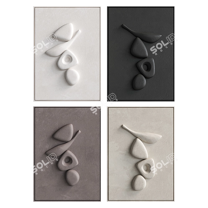 Sculpted Wall Art Symbioses Beige 3D model image 2