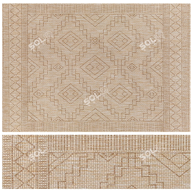 Geometric Jute Rug Set - 4K 3D model image 4