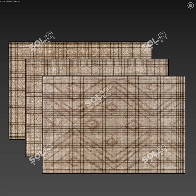 Geometric Jute Rug Set - 4K 3D model image 5