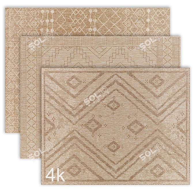 Geometric Jute Rug Set - 4K 3D model image 6