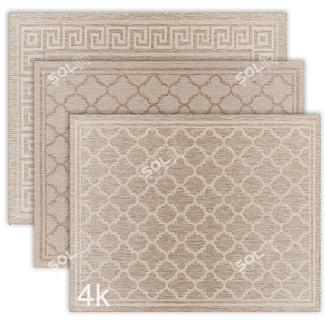 Geometric Jute Rugs Bundle - 4K 3D model image 1