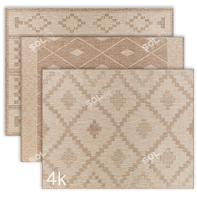  Geometric Jute Rug Bundle 3D model image 1