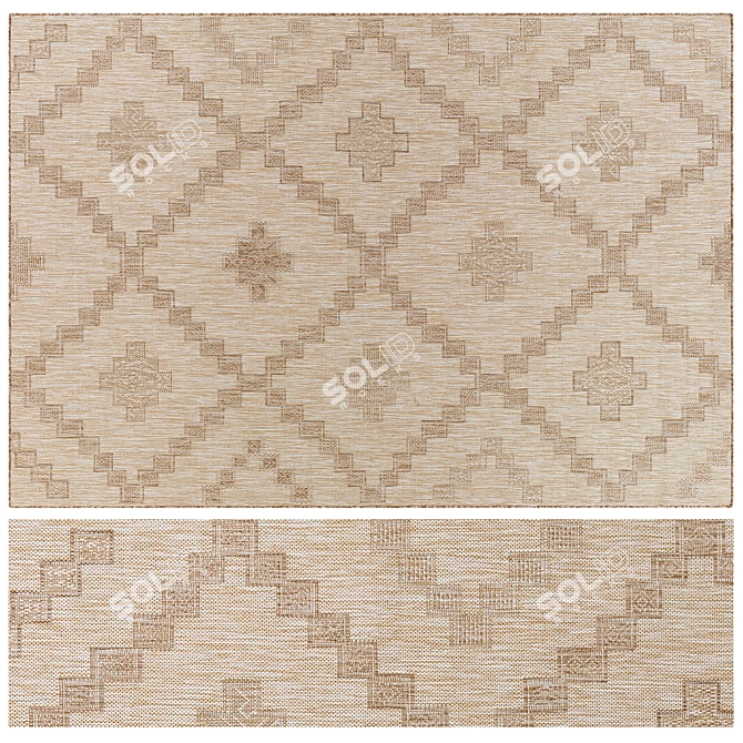  Geometric Jute Rug Bundle 3D model image 2