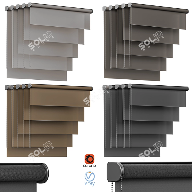 Modern Roller Blinds Design Collection 3D model image 1