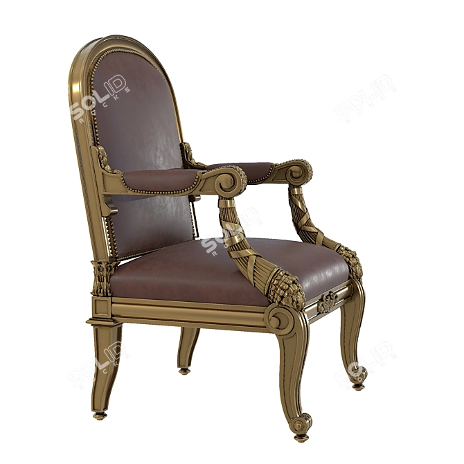 Luxury Giltwood Armchair 4K Texture 3D model image 2