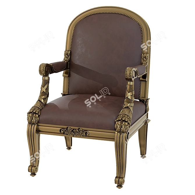 Luxury Giltwood Armchair 4K Texture 3D model image 4