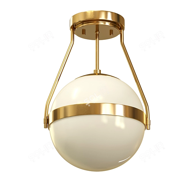 Sleek Glass Semi-Flush Mount 3D model image 1
