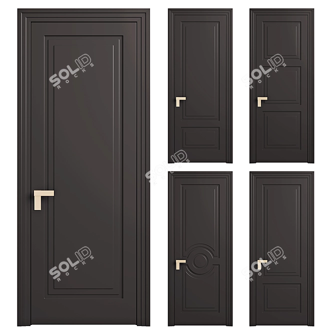 Rocca Anthracite Volhovec Doors 3D model image 1