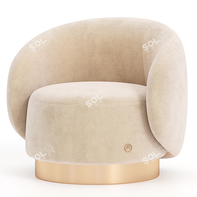 Elegant Liza Armchair Loveseat Set 3D model image 4