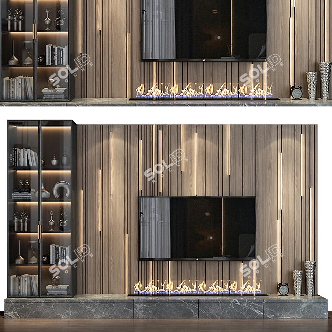 Modern TV Shelf Decor Set 3D model image 1